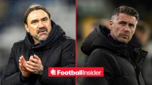 Daniel Farke clapping on left Rob Edwards on right