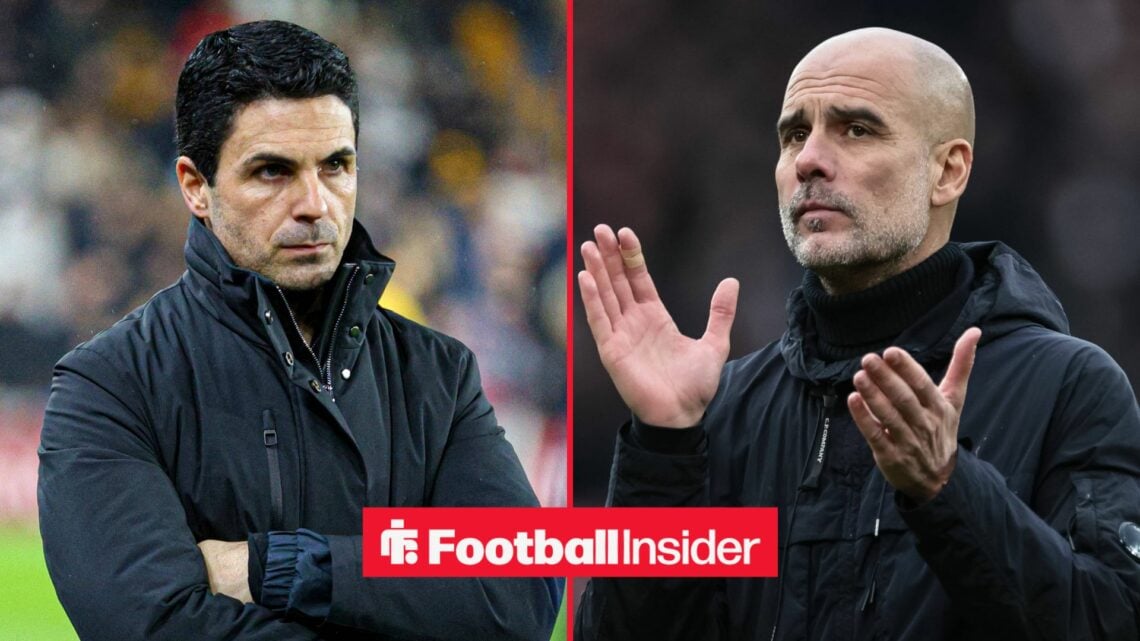 Arsenal manager Mikel Arteta with Man City manager Pep Guardiola claps