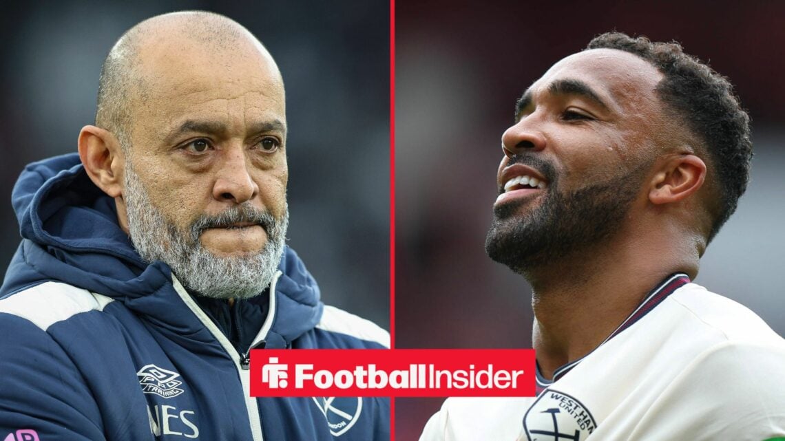 West Ham manager Nuno Espirito Santo with striker Callum Wilson