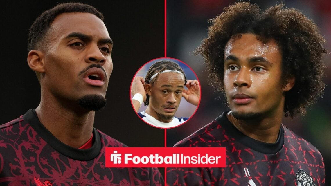 Liverpool midfielder Ryan Gravenberch, Man United forward Joshua Zirkzee and Tottenham midfielder Xavi Simons inset