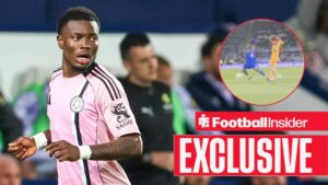 Abdul Fatawu of Leicester City moves into space on the wing during the Sky Bet Championship match between West Bromwich Albion and Leicester City at The Hawthorns in West Bromwich, England, on September 26, 2025 / Abdul Fatawu wins a penalty during Leicester City vs Hull City on 21 April, 2026