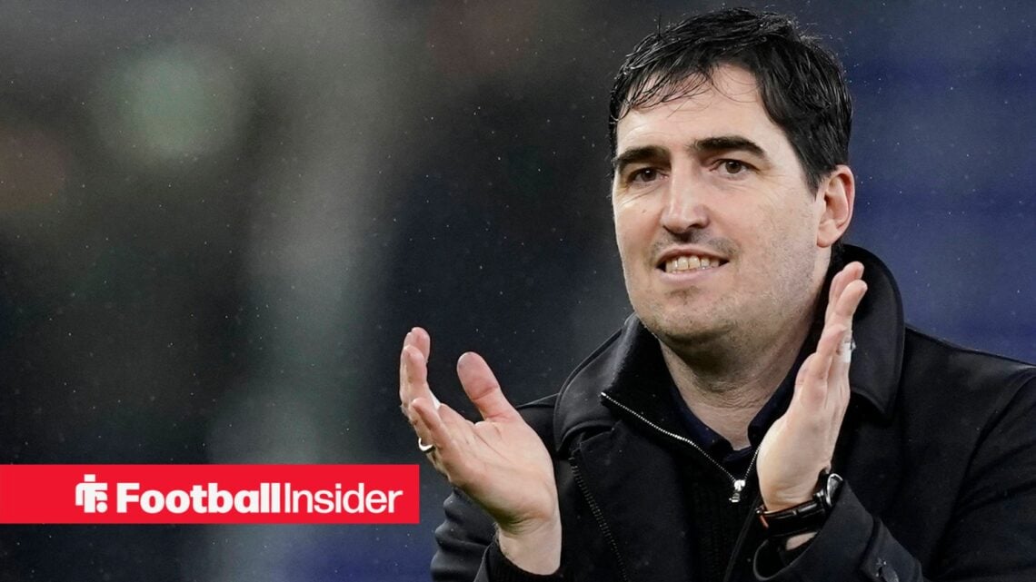 Andoni Iraola manager of Bournemouth enjoys the win during the Everton vs AFC Bournemouth Premier League match at Hill Dickinson Stadium, Liverpool