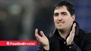 Andoni Iraola manager of Bournemouth enjoys the win during the Everton vs AFC Bournemouth Premier League match at Hill Dickinson Stadium, Liverpool