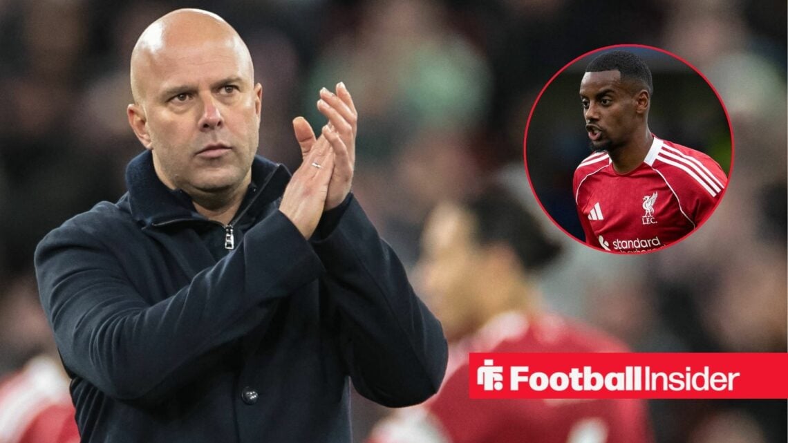 Arne Slot manager of Liverpool applauds the fans after the final whistle during the Premier League match Liverpool vs Wolverhampton Wanderers at An...