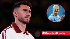 Aymeric Laporte of Spain looks on before the international friendly match between Spain and Serbia at Estadio de la Ceramica in Vila-real, Spain, on March 27, 2026 / Erling Haaland of Manchester City celebrates the win with the fans during the Premier League match Manchester City vs Burnley at Etihad Stadium, Manchester, United Kingdom, 27th September 2025