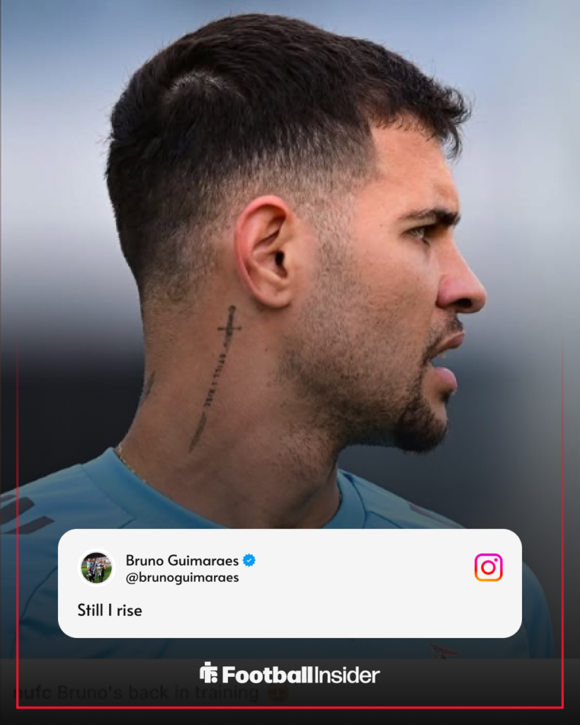 Bruno Guimaraes shares Newcastle United's Instagram post