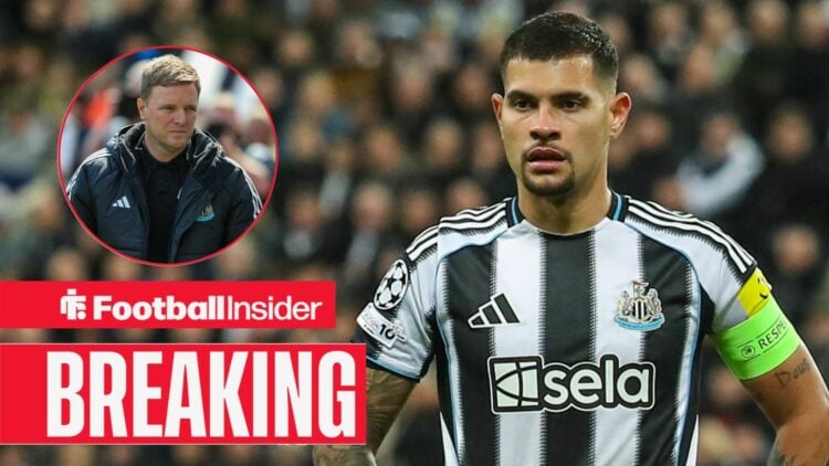 Bruno Guimaraes Of Newcastle United during the Newcastle United v S.L Benfica UEFA Champions League Round 1 League stage match at St. James Park, N...