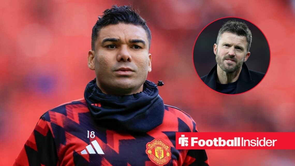 Casemiro with Michael Carrick included in a circular inset