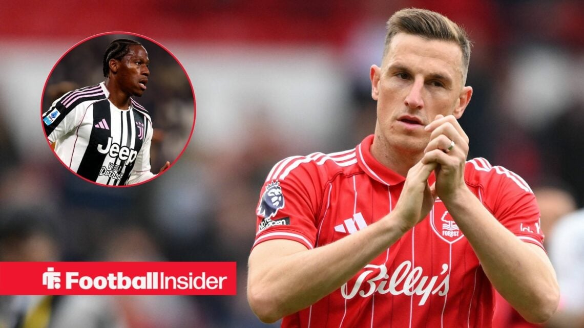 Chris Wood of Nottingham Forest looks dejected after defeat and applauds his team s supporters during the Premier League match between Nottingham F...