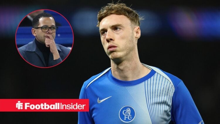 Cole Palmer with Liam Rosenior included in a circular inset