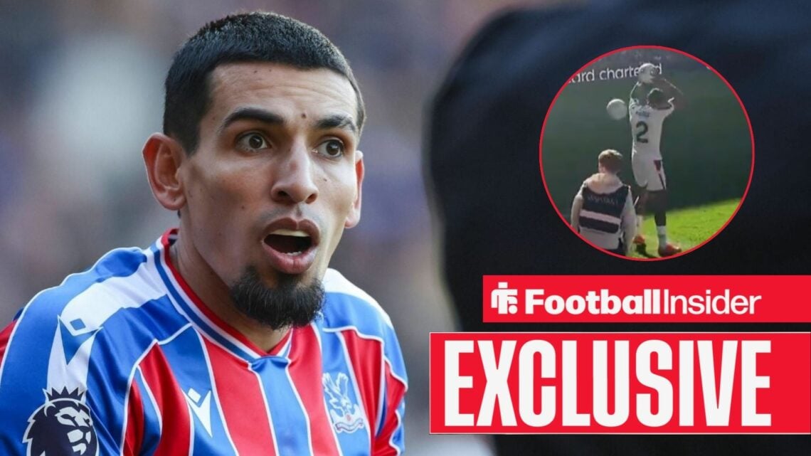 Crystal Palace defender Daniel Munoz 2 argues with referee gestures during the Crystal Palace v Manchester United Premier League match at Selhurst ...