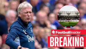 Everton manager David Moyes shouting on the sidelines / London Stadium