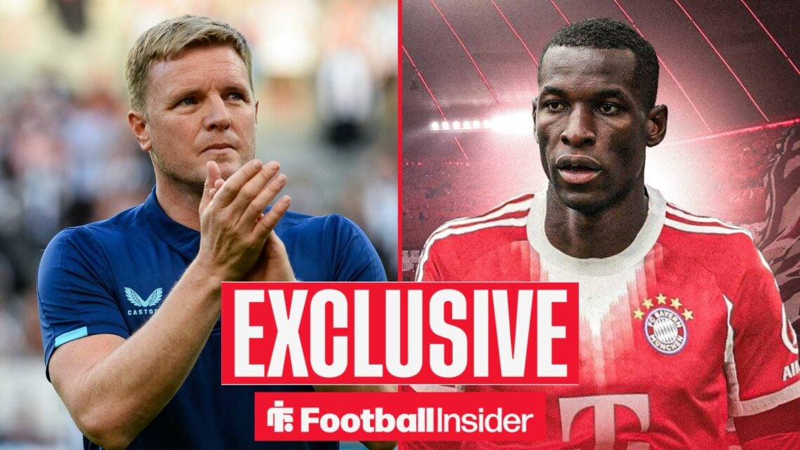 Football Insider exclusive as Newcastle manager Eddie Howe applauds, while Chelsea striker Nicolas Jackson is in action for Bayern Munich on the ot...