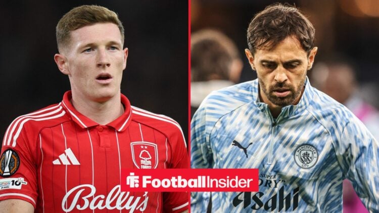 Elliot Anderson alongside Bernardo Silva