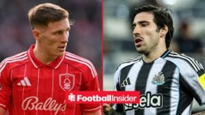 Elliot Anderson alongside Sandro Tonali