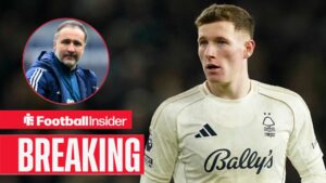 Elliot Anderson of Nottingham Forest during the Wolverhampton Wanderers vs Nottingham Forest Premier League match at Molineux, Wolverhampton, 3 December, 2026 / Nottingham Forest manager Vitor Pereira at the City Ground