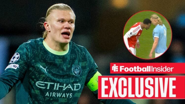 Manchester City s Erling Braut Haaland during the Champions League football match between Bodo/Glimt and Manchester City at Aspmyra Stadium / Arsen...