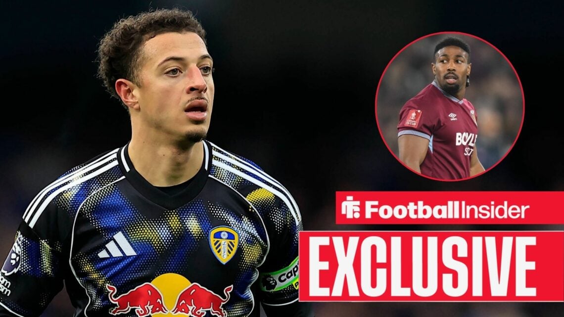 Ethan Ampadu 4 of Leeds United during the Premier League match between Manchester City and Leeds United at the Etihad Stadium, Manchester, England ...