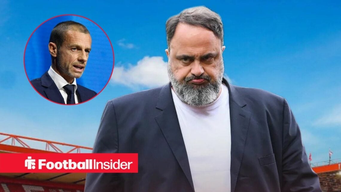 Evangelos Marinakis with Aleksander Ceferin included in a circular inset