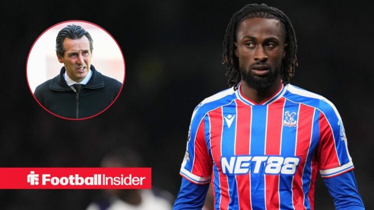 Evann Guessand of Crystal Palace plays during the Premier League match between Tottenham Hotspur and Crystal Palace at Tottenham Hotspur Stadium in...