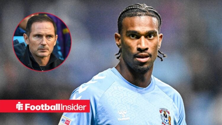 Haji Wright in action for Coventry City, with Frank Lampard in a circular inset