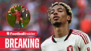 Hugo Ekitike of Liverpool during the Community Shield match between Crystal Palace and Liverpool on 10th August 2025 at Wembley Stadium, London / Liverpool star Hugo Ekitike treated on the pitch vs PSG on 14 April, 2026