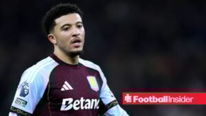 Jadon Sancho of Aston Villa in action during the Premier League match between Aston Villa and Brighton & Hove Albion at Villa Park on February 11, 2026