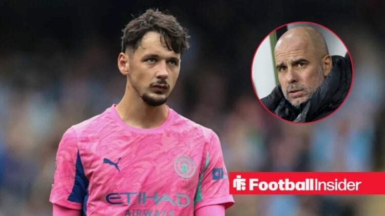James Trafford with Pep Guardiola included in a circular inset