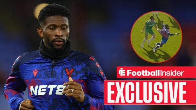 Jefferson Lerma of Crystal Palace warms up before the Crystal Palace vs Burnley Premier League match at Selhurst Park, London / Crystal Palace's Je...