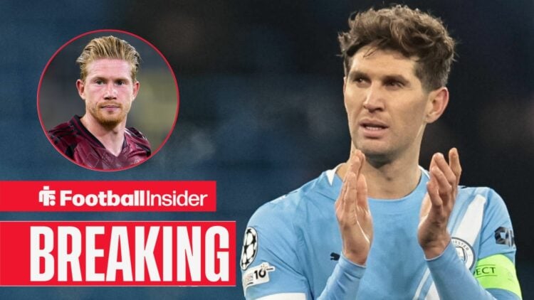 John Stones of Manchester City applauds the fans after the final whistle during the UEFA Champions League Matchday 5 of 8 Manchester City v Bayer 0...