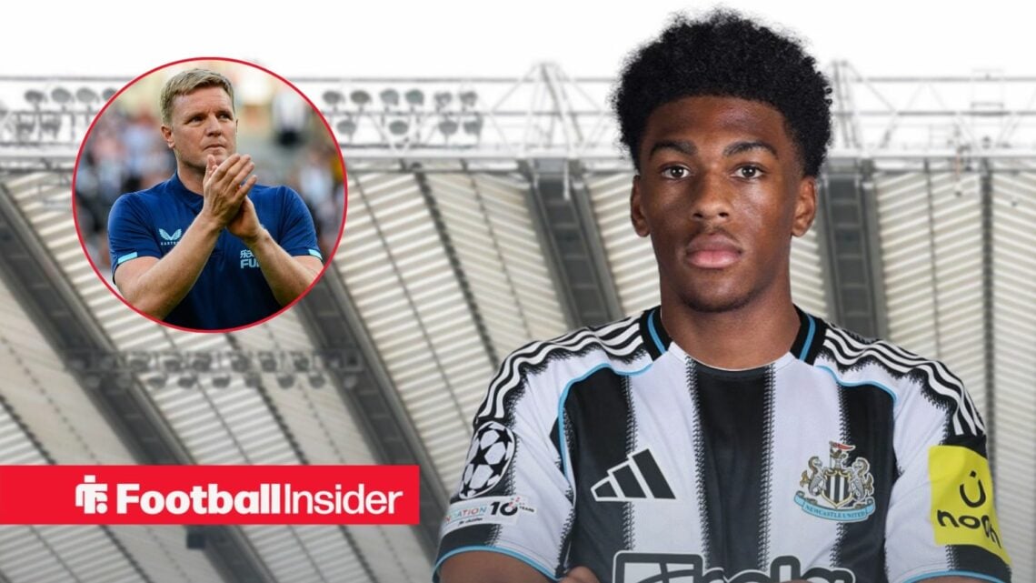 Chelsea's Josh Acheampong at St James' Park / Newcastle United Head Coach Eddie Howe applauds the fans following the Premier League match between N...