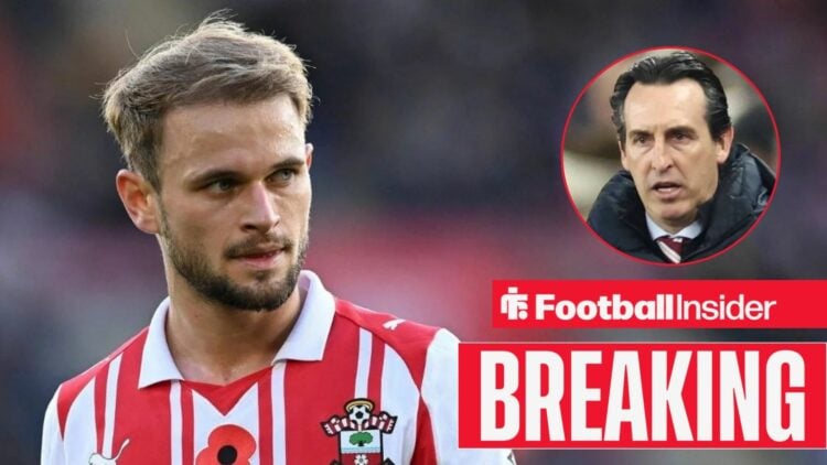 Leo Scienza in action for Southampton, with Unai Emery in a circular inset