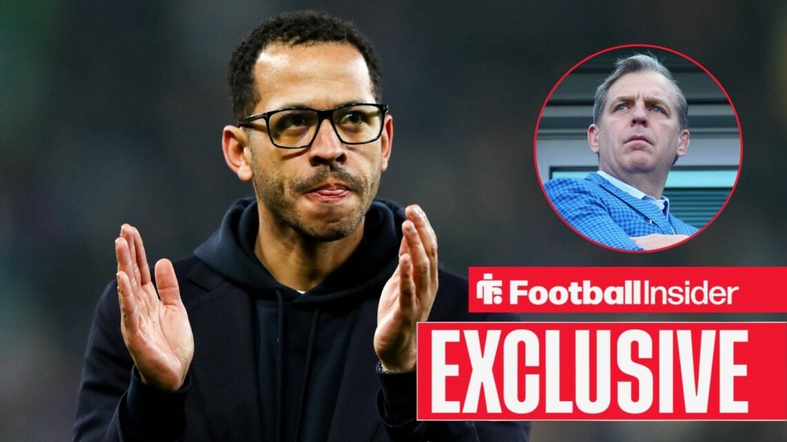 Football Insider exclusive as Chelsea manager Liam Rosenior applauds after a game, while owner Todd Boehly watches from a circular inset.