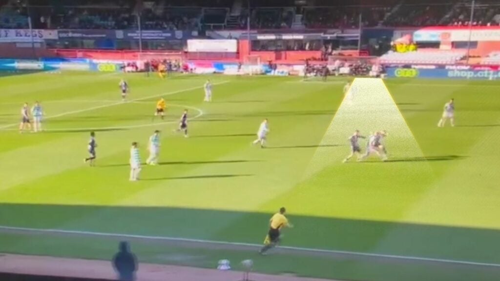 Liam Scales forced to pass back to Viljami Sinisalo on 5 April, 2026