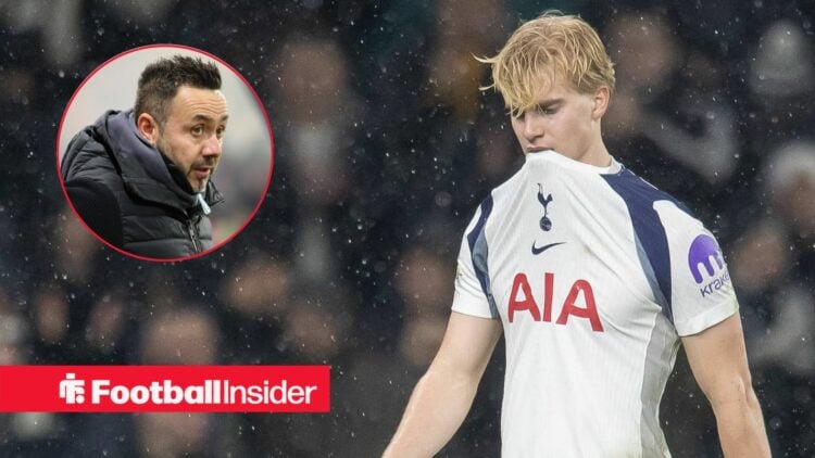 20 Jan 2026, Lucas Bergvall of Tottenham Hotspur has his shirt over his mouth as he is subbed off London Tottenham / Ligue 1 J15 - 05/12/2025 Rober...