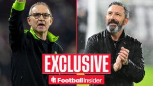 Hearts versus Celtic, Celtic interim manager Martin O'Neill raises a fist to the Celtic fans / Derek McInnes of Heart of Midlothian celebrates his sides win at full time during the William Hill Premiership match at Tynecastle Park, Edinburgh 10/02/2026