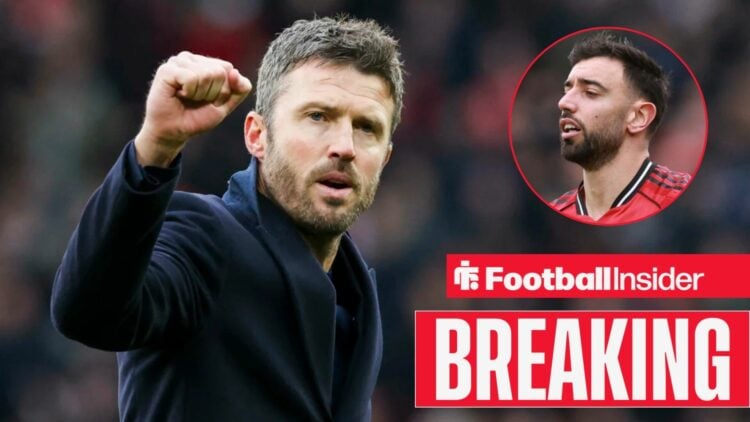 Michael Carrick with Bruno Fernandes included in a circular inset