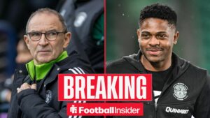 Miguel Chaiwa in action for Hibernian, with Martin O'Neill on the sidelines at Celtic