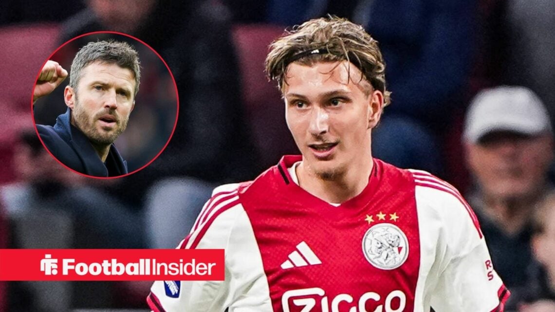 Mika Godts in action for Ajax, with Michael Carrick in a circular inset