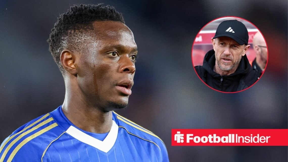 Patson Daka of Leicester City moves position during the Sky Bet Championship match between Leicester City and Bristol City at the King Power Stadiu...