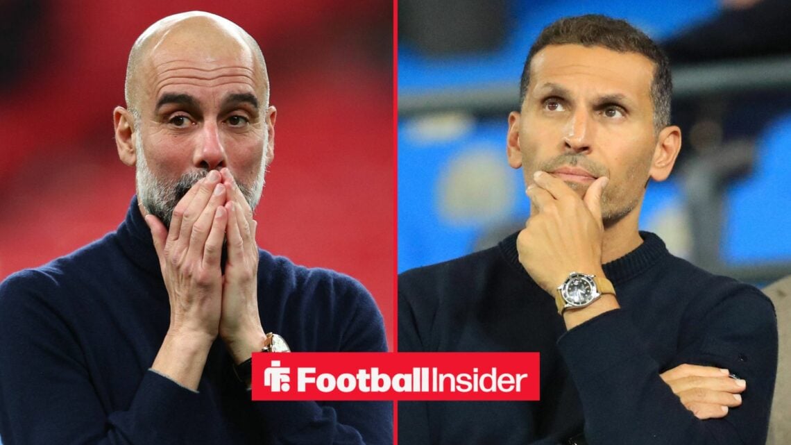 Pep Guardiola alongside Khaldoon Al Mubarak