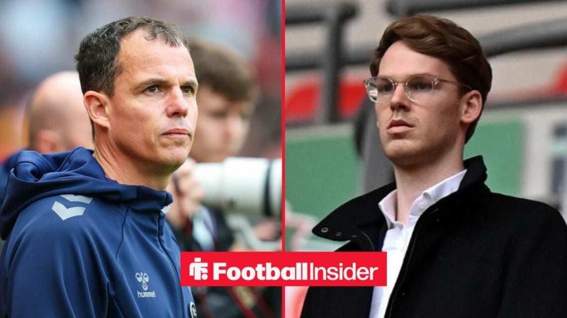 Regis Le Bris on the sidelines at Sunderland, with Kyril Louis-Dreyfus in the stands