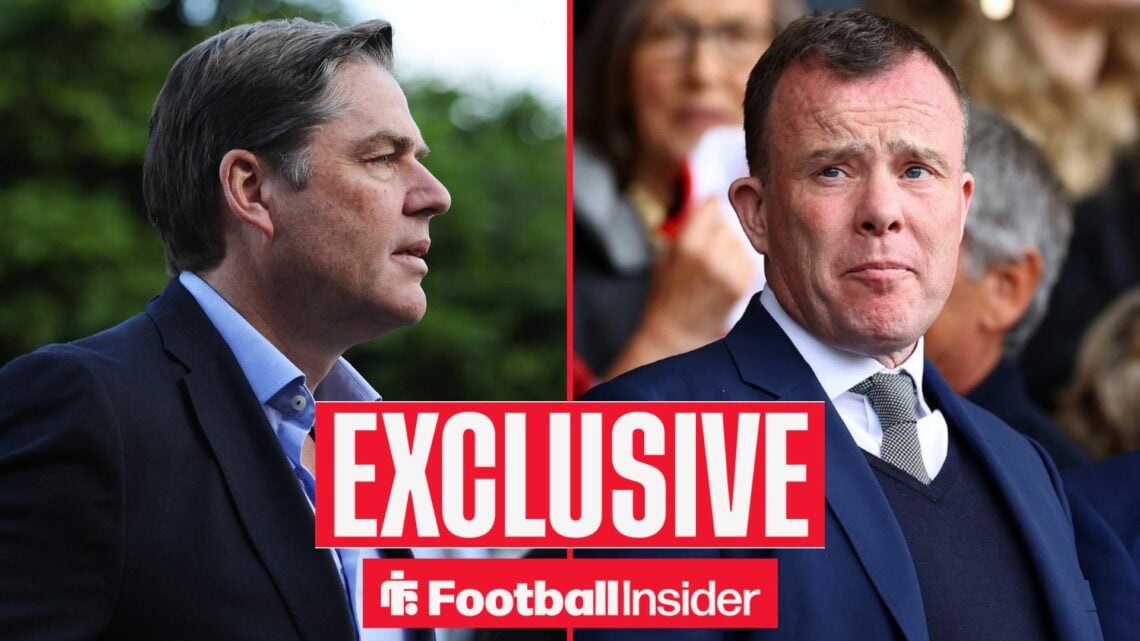 CEO of the Premier League, Richard Masters arriving at Craven Cottage for the game / Everton CEO Angus Kinnear in the stands