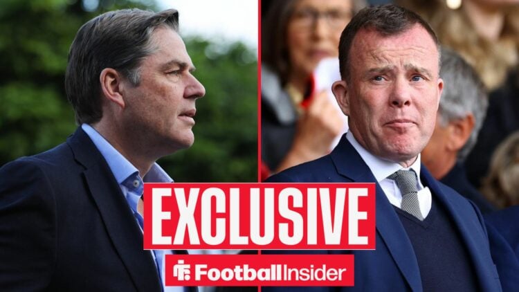 CEO of the Premier League, Richard Masters arriving at Craven Cottage for the game / Everton CEO Angus Kinnear in the stands