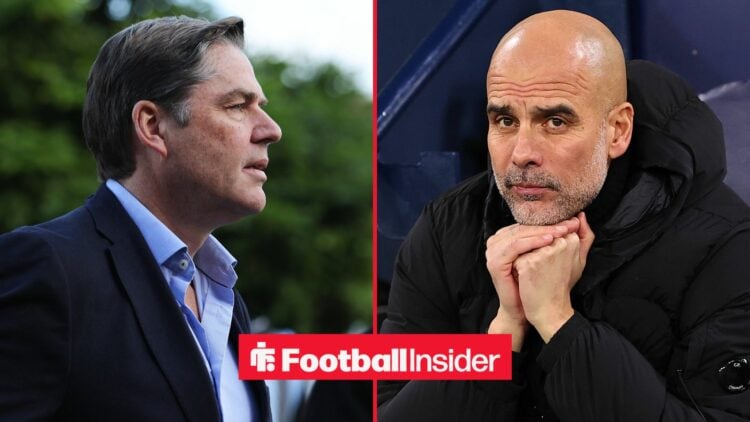 Richard Masters alongside Pep Guardiola