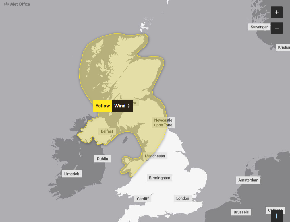 Met Office's weather warning for Scotland