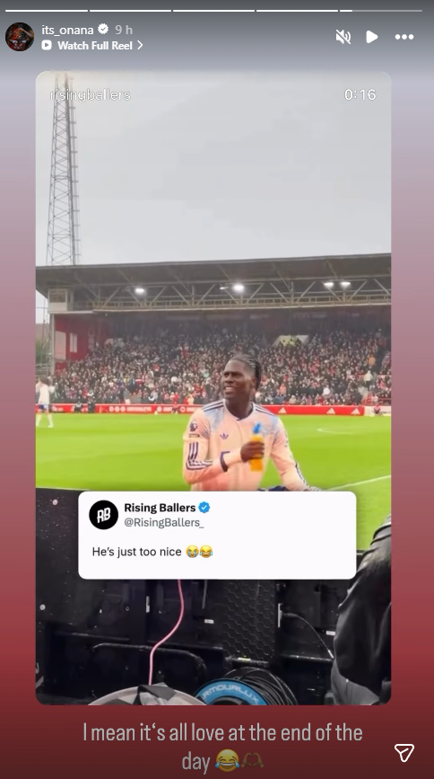 Amadou Onana's instagram story