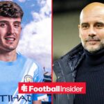 Tino Livramento alongside Pep Guardiola