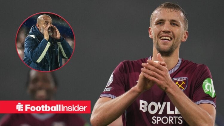 Tomas Soucek of West Ham United is at full time during the Premier League match between Fulham and West Ham United at Craven Cottage in London, Uni...