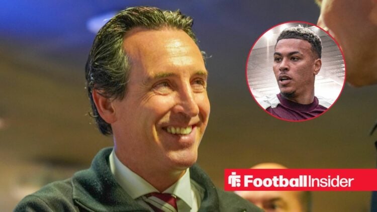 Unai Emery with Morgan Rogers included in a circular inset